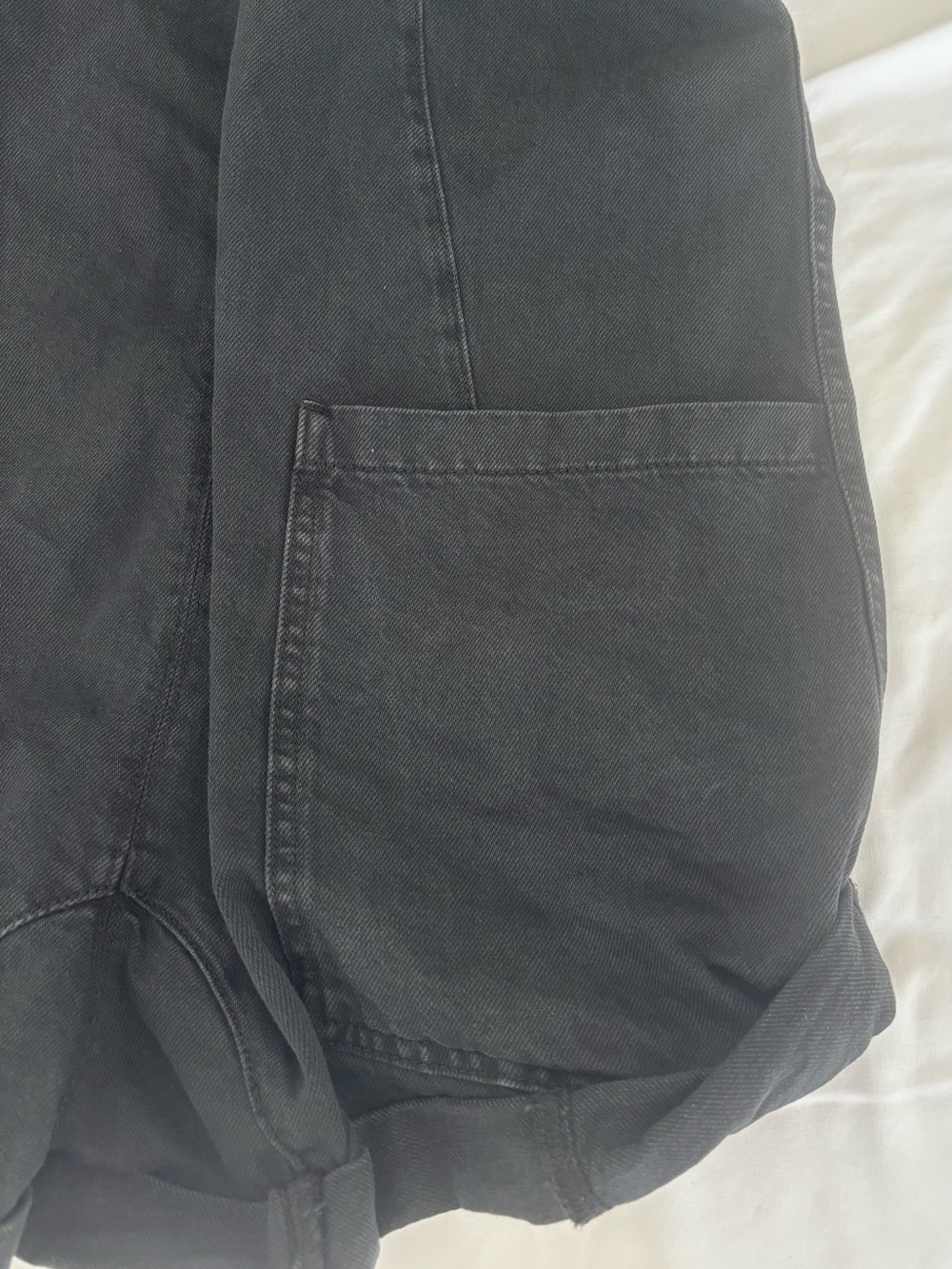 Free People We the Free High Roller Black Denim Shortall Overall Large - Picture 7 of 10